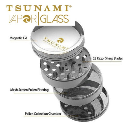 Tsunami 63mm 4 Part Concave Grinder